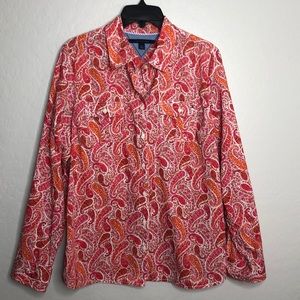Tommy Hilfiger Bright Paisley Button Down Top